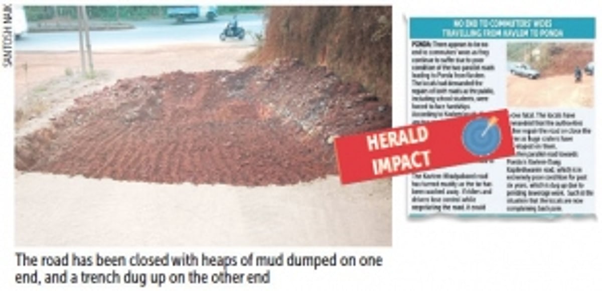 Pothole-riddled Kavlem-Khadpabandh road closed to traffic