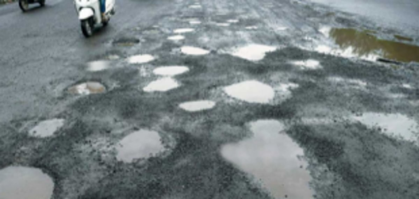 Potholes, the highlight of Bardez roads
