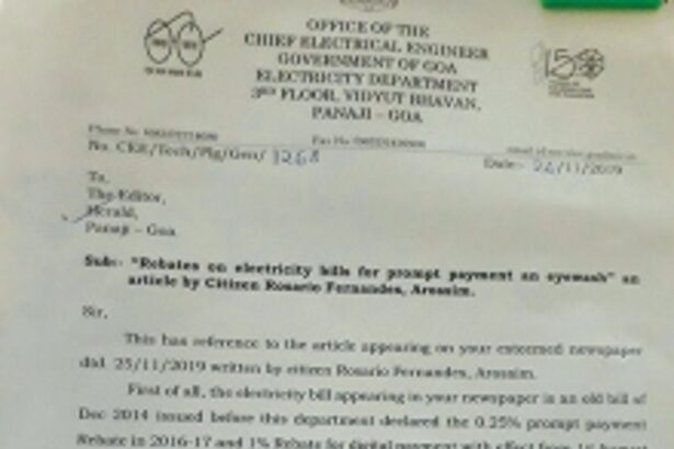 Power dept clarifies on bill rebates