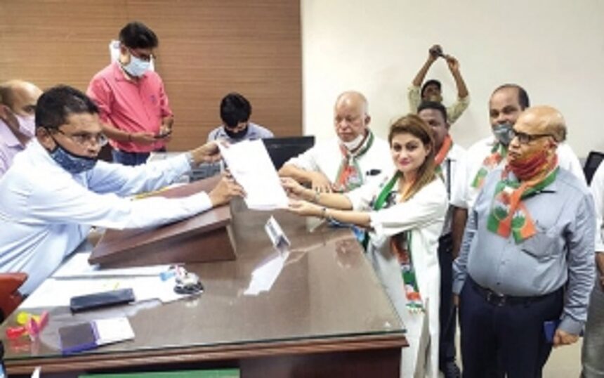 Pratima  files nomination for  Zilla Panchayat by-polls