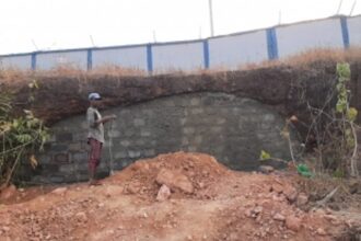 Pre-historic Rock Cut Chicalim Caves sealed by miscreants