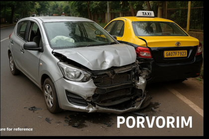 Private Car Collides with Parked Taxi at Porvorim, Driver Injured