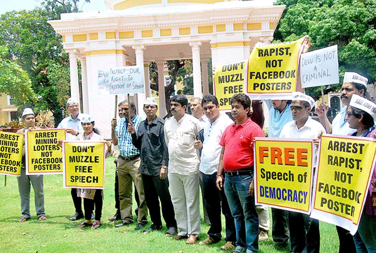 Protestors agitating at the Azad Maida, Panjim.