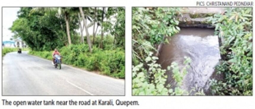 Quepem locals criticise WRD for leaving water tank open 1 Quepem locals criticise WRD for leaving water tank open