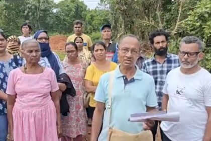 Raia villagers oppose Maina Curtorim police station on hillock by cutting of trees