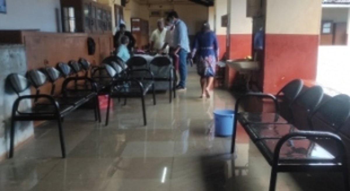 Rain water seeps  through damaged  court roof at Margao