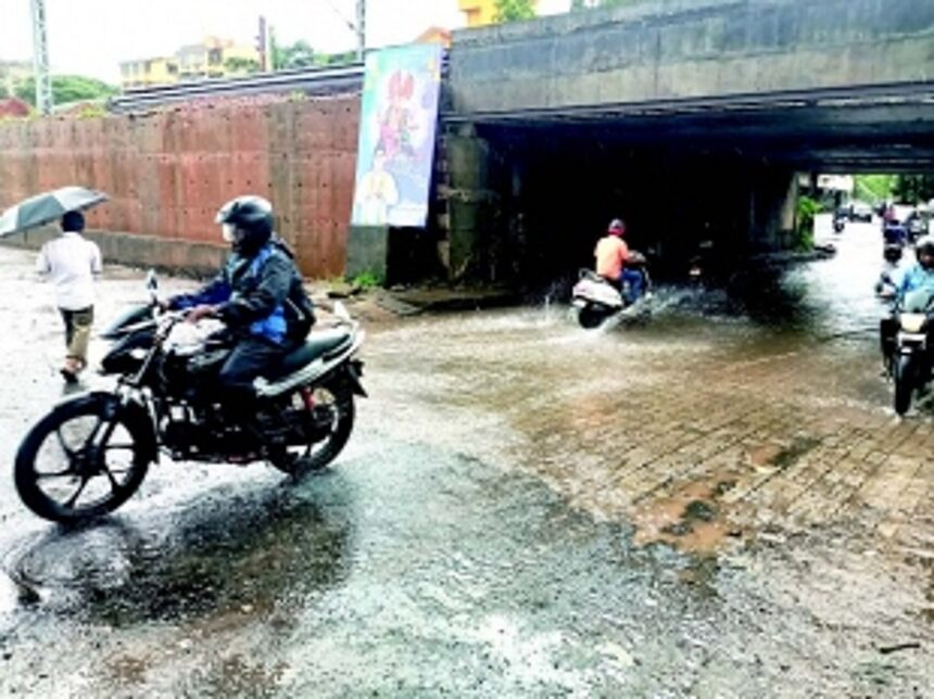 Rainwater creates nuisance for motorists under railway bridge in port town