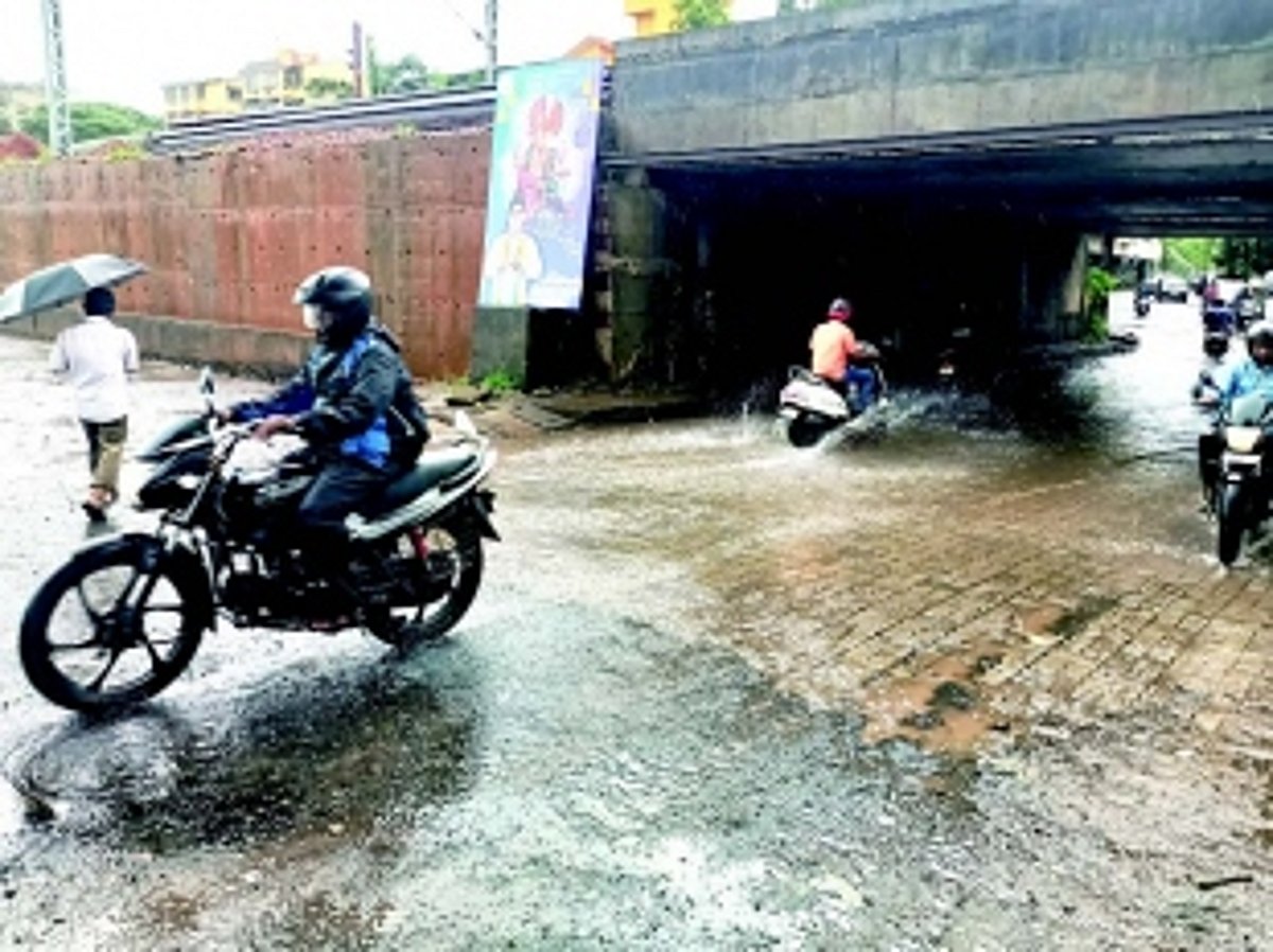 Rainwater creates nuisance for motorists under railway bridge in port town