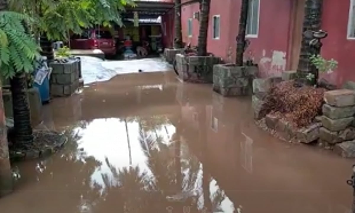 Rainwater floods houses