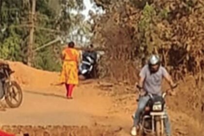 Reckless bikers take risky  shortcut through closed road