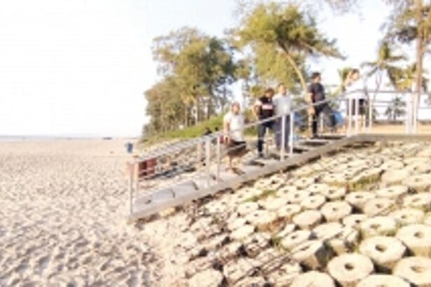 Relief to Betalbatim elders as VP builds walking ramp with railing at the beach