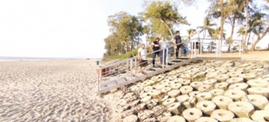 Relief to Betalbatim elders as VP builds walking ramp with railing at the beach 1 Relief to Betalbatim elders as VP builds walking ramp with railing at the beach