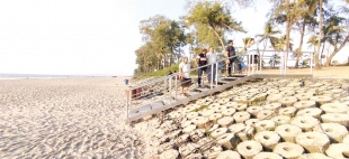 Relief to Betalbatim elders as VP builds walking ramp with railing at the beach