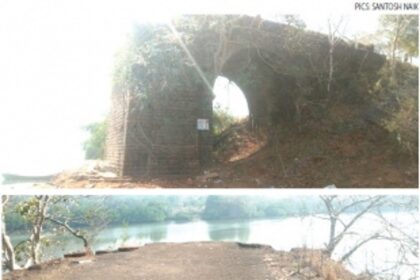 Remains of Portuguese era bridge  cleared from Zuari River at Borim
