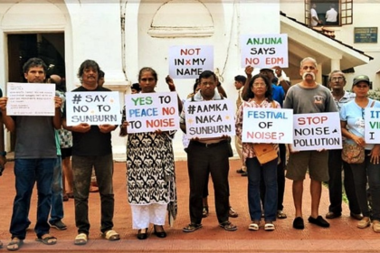 Residents of Anjuna demonstrate against EDM events