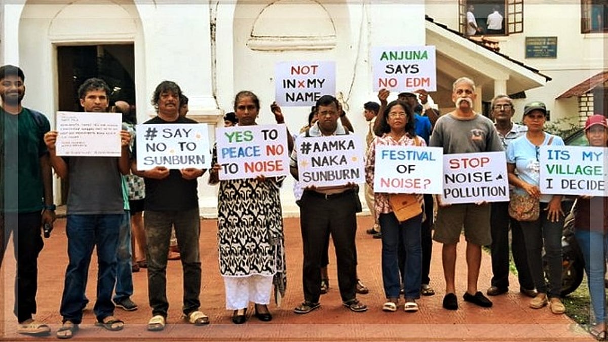 Residents of Anjuna demonstrate against EDM events