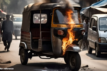 Rickshaw Catches Fire Near DMC College Slope in Khorlim; No Injuries Reported