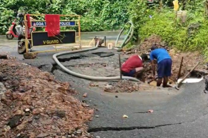 Road Cave-In at Madel Following Pipeline Leak, Commuters Inconvenienced