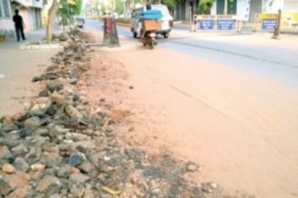 Road-digging carried out with rains round the corner