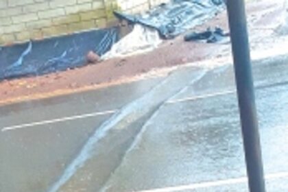 Road near Saleli bus stop caves in