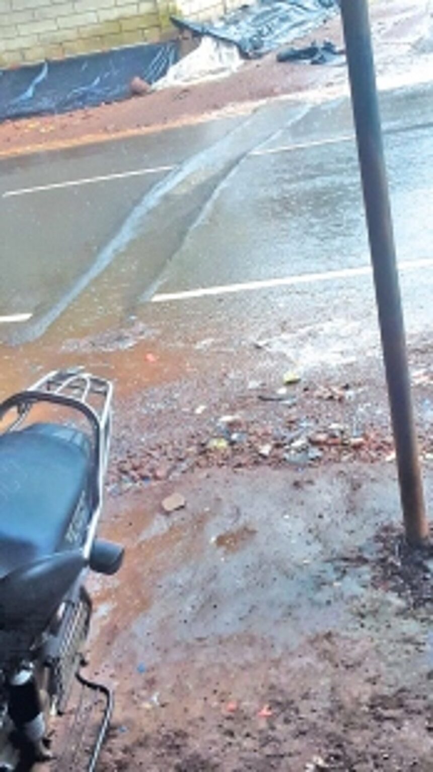 Road near Saleli bus stop caves in