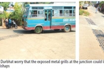 Road-users call for concrete slabs to cover slippery gutter grills at accident-prone Durbhat Junction