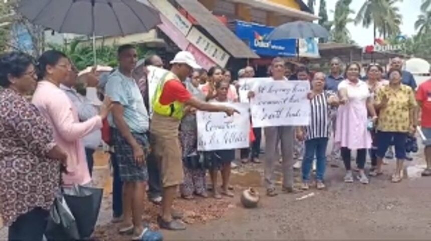 Road which was widened by slaughtering trees in bad state; villagers protest