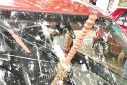 Rod falls on car moving along under-construction Zuari Bridge