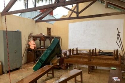 Roof of Govt primary school Chinchinim blown away
