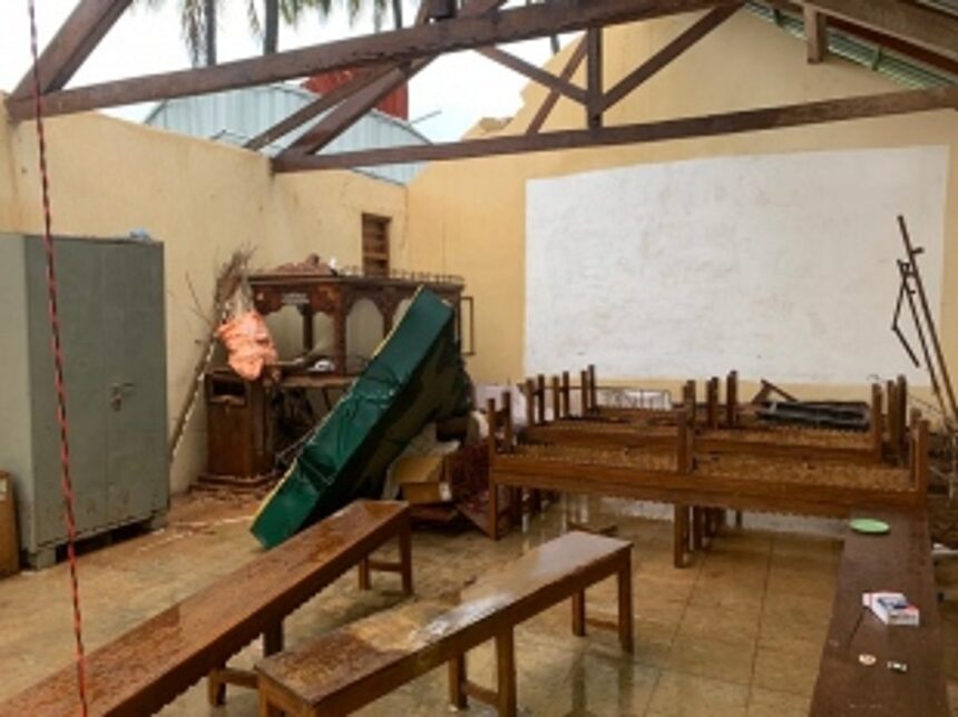 Roof of Govt primary school Chinchinim blown away