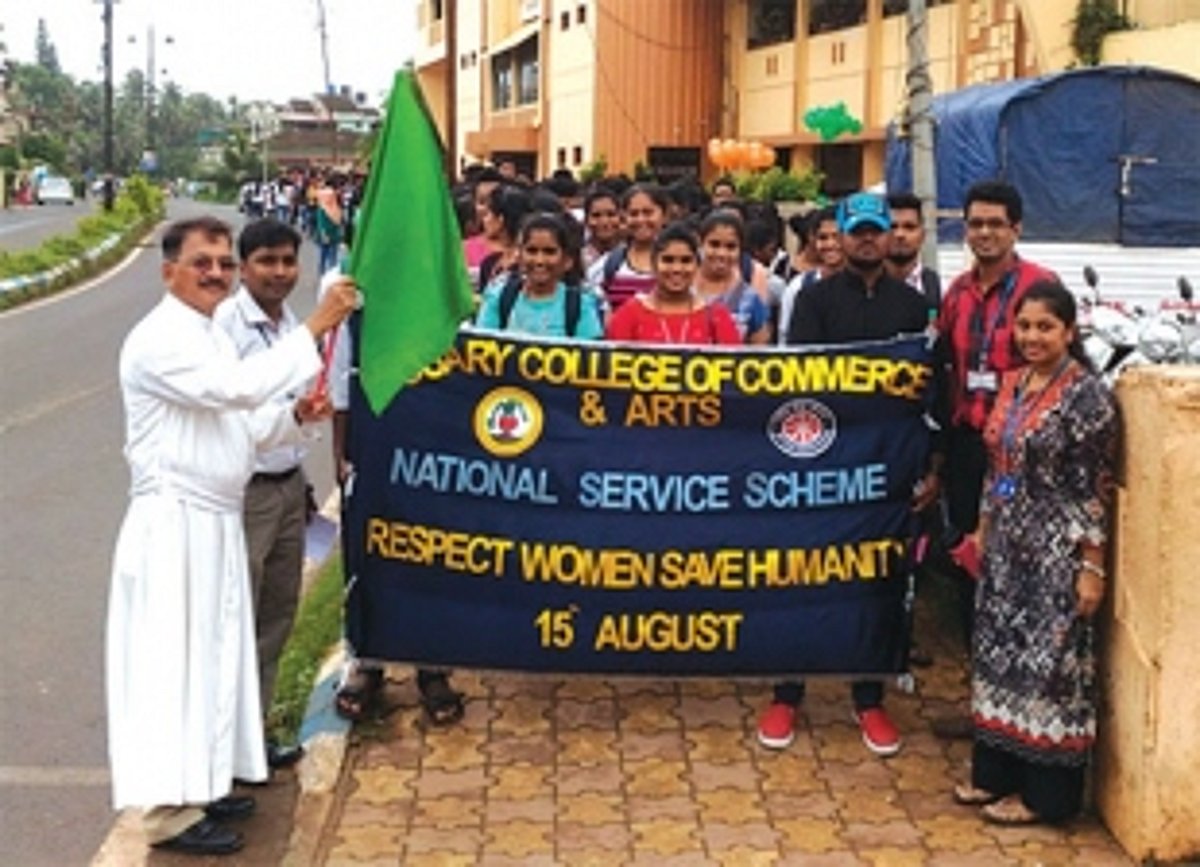 Rosary College of Commerce and Arts, Navelim holds rally on Independence Day