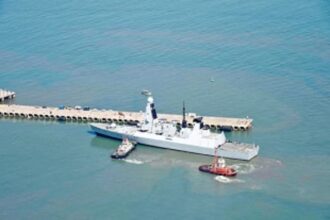 Royal Navy Ship HMS Defender  on a visit to Goa