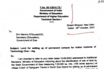 SHOCKING REVELATION: On October 26, Modi govt had asked Goa govt to look for alternative sites outside Sanguem, for IIT