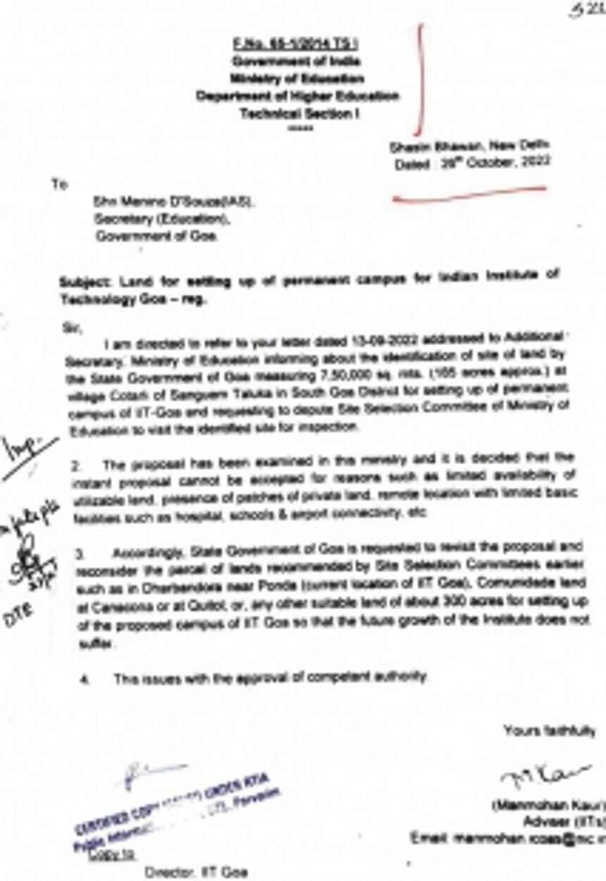 SHOCKING REVELATION: On October 26, Modi govt had asked Goa govt to look for alternative sites outside Sanguem, for IIT 1 SHOCKING REVELATION: On October 26, Modi govt had asked Goa govt to look for alternative sites outside Sanguem, for IIT