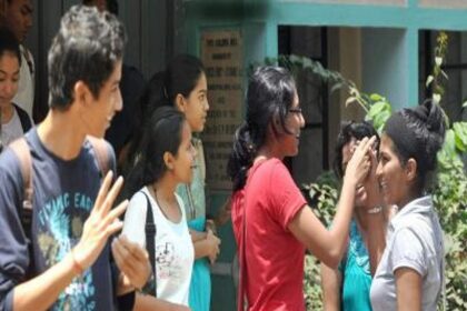 SSCE students are all smiles on their way out of the examination centre after answering the English paper at Don Bosco campus, Panjim as the board exam got underway on Wednesday.