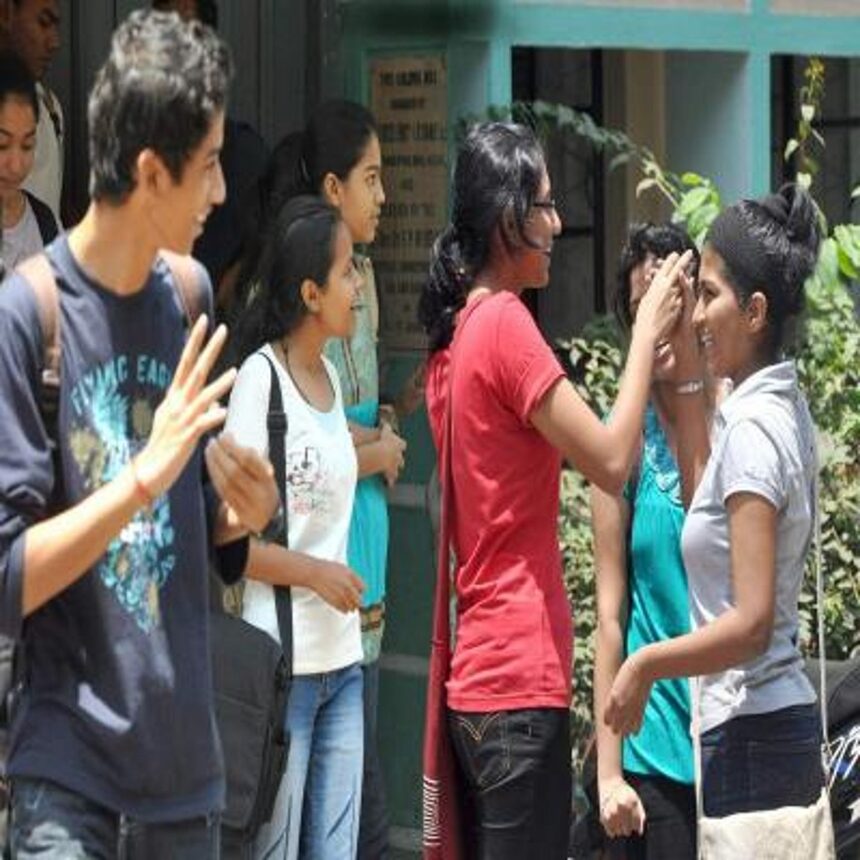 SSCE students are all smiles on their way out of the examination centre after answering the English paper at Don Bosco campus, Panjim as the board exam got underway on Wednesday.