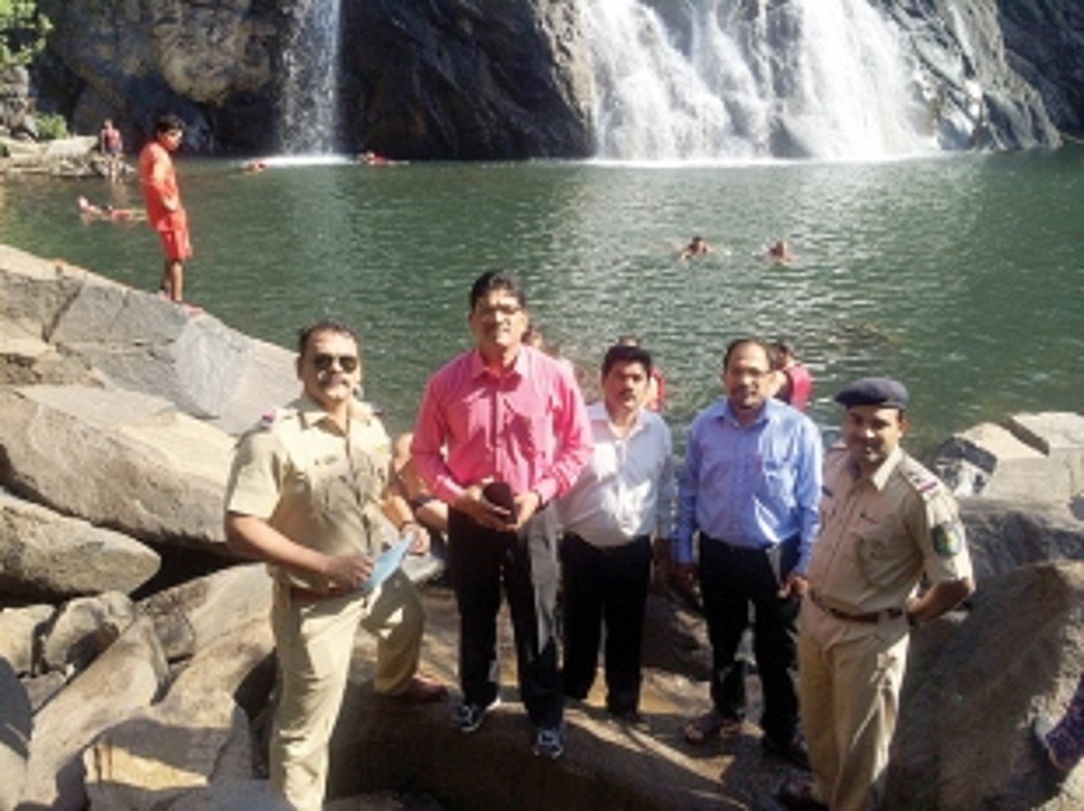 Safety measures inspected at Dudhsagar waterfalls