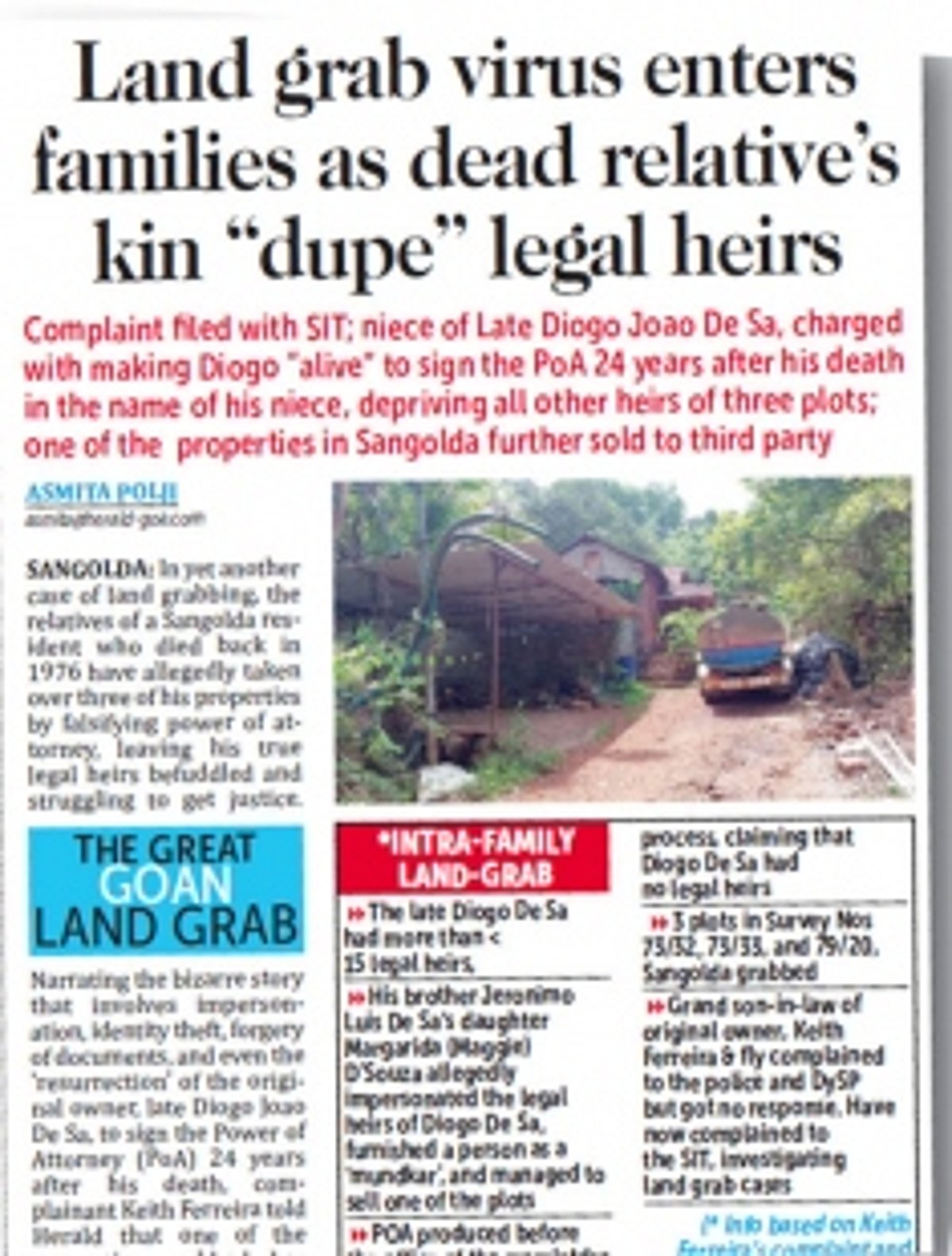 Sangolda woman booked for forging PoA, selling late uncle’s property