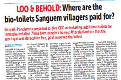 Sanguem Dy Collector urged to  take action on bio-toilets issue