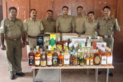 Sattari Excise Department swoops down on illegal liquor stash.