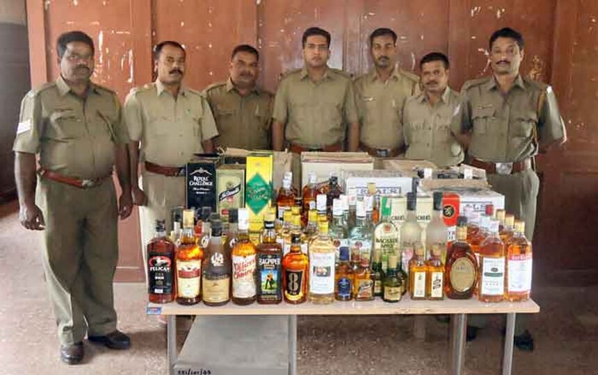 Sattari Excise Department swoops down on illegal liquor stash.