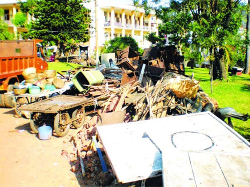 Scrap, besides vehicles occupy space at the Margao Municipal garden. Photo by Santosh Mirajkar