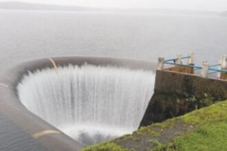 Selaulim Dam spillway overflows
