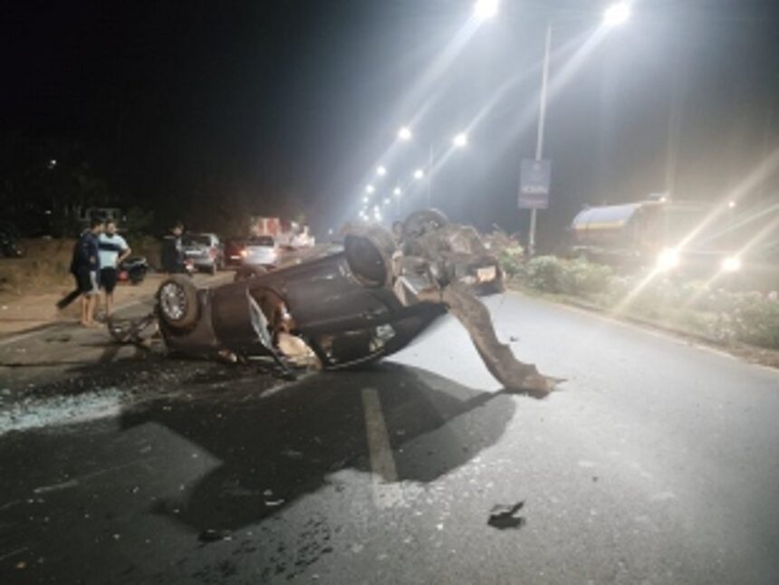 Self-accident near Majestic Pride at Porvorim, car dashes parked vehicle; No casualties reported