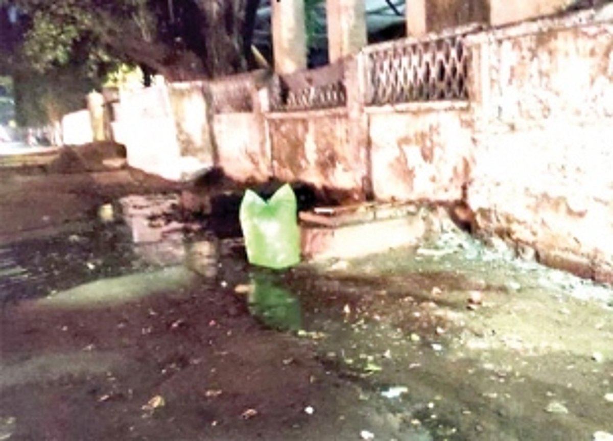 Sewage overflowing near Military Hospital in city