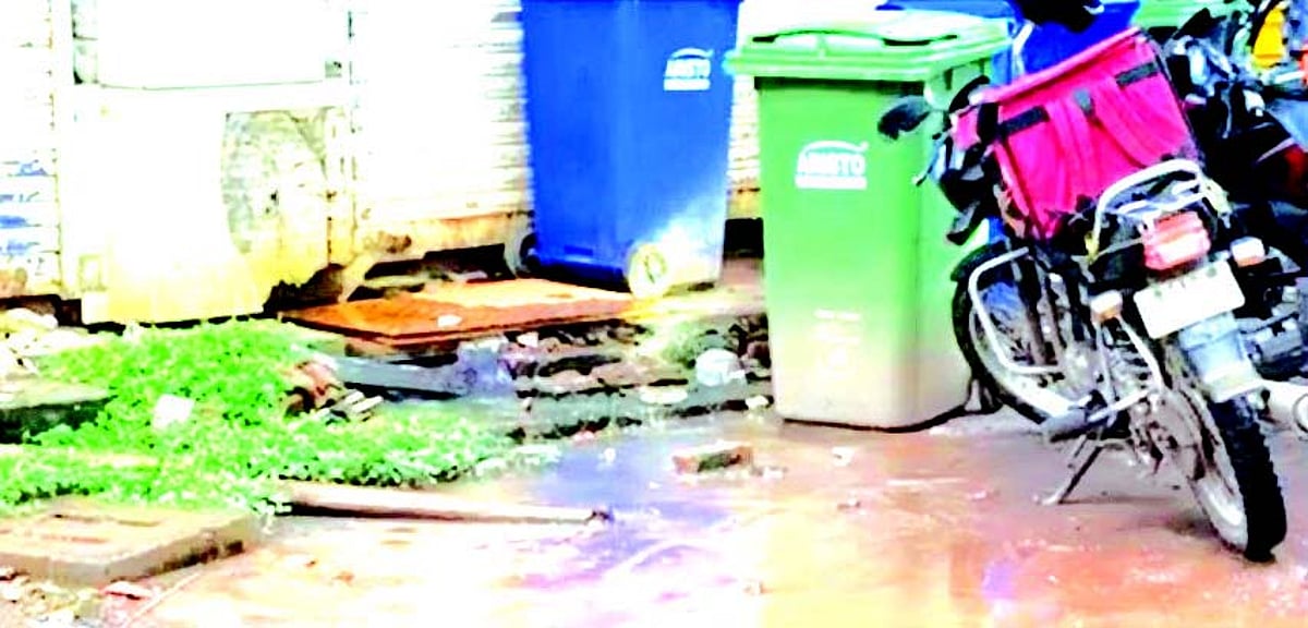 Sewage water overflows on the streets in St Inez