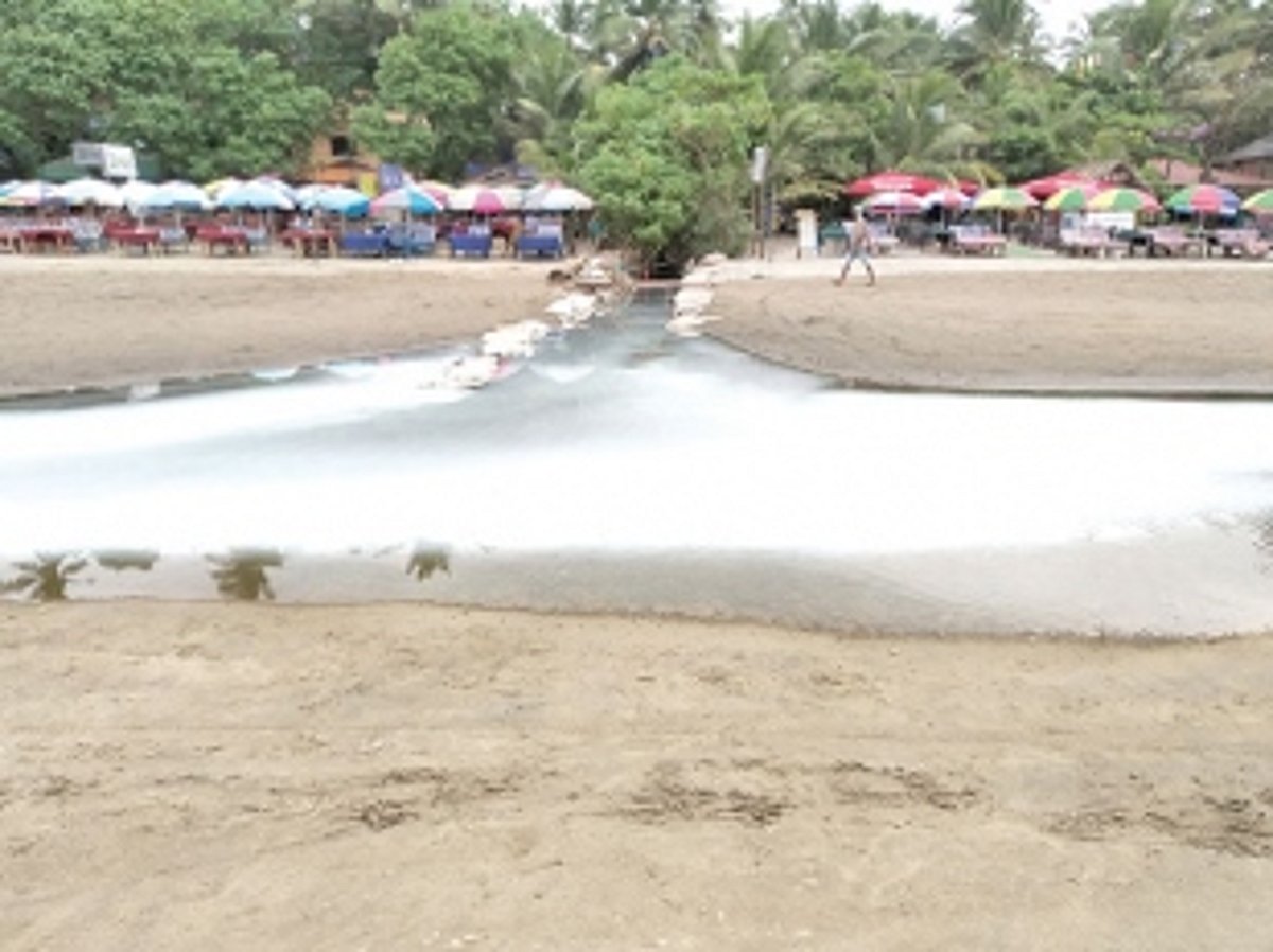 Sewage water released into sea at Arambol beach