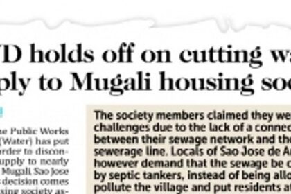 Sewage woes: Areal housing society residents urge PWD not to cut water supply