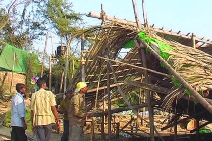 Shack being demolished at Calangute.