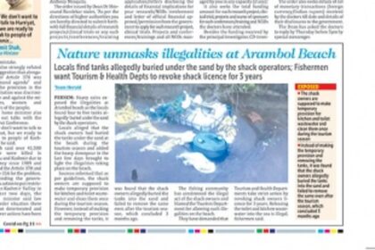 Shack operators remove tanks buried  under the sand on Arambol beach